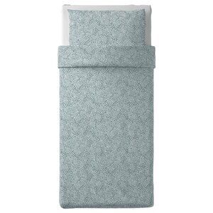 New IKEA TRÄDKRASSULA Duvet Cover And Pillowcase(s) Green /White Twin 603.928.25